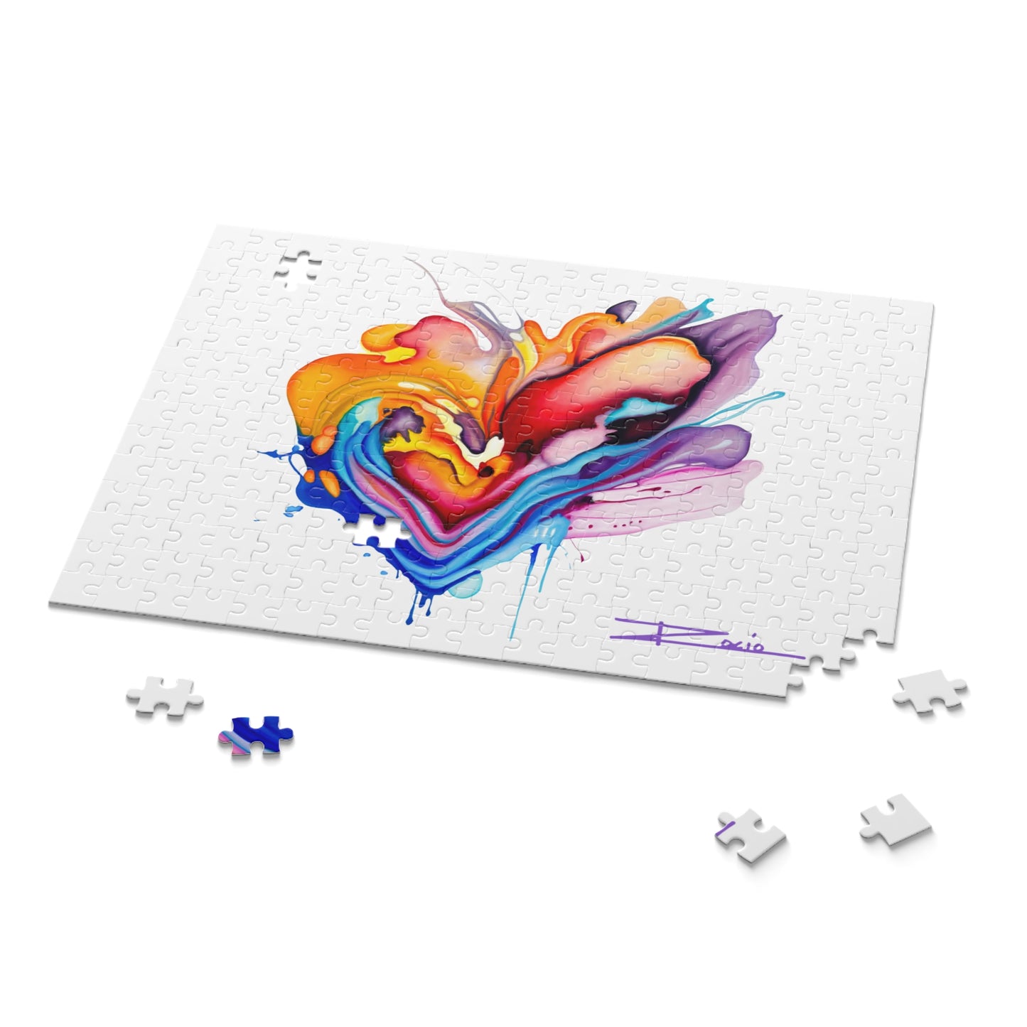 Colorful Heart Art Puzzle — Abstract Rainbow Love Jigsaw (120/252/500 Pieces)