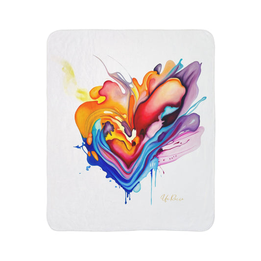 Color Splash Heart Sherpa Blanket — Vibrant Abstract Love Throw