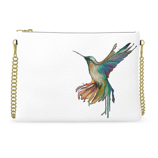Hummingbird Leather Crossbody Bag With Chain