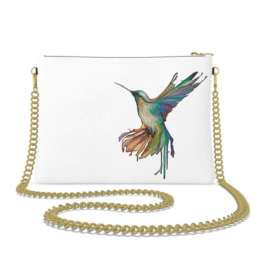 Hummingbird Leather Crossbody Bag With Chain