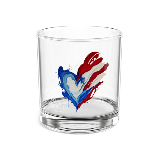 Corazón Boricua  Rocks Glass — 10 oz Whiskey Tumbler