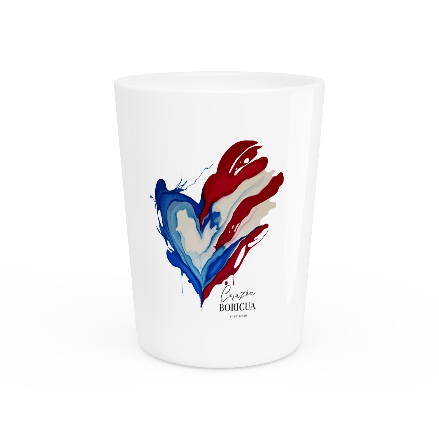 Puerto Rico Heart Shot Glass — Corazón Boricua Patriotic Liquor Glass