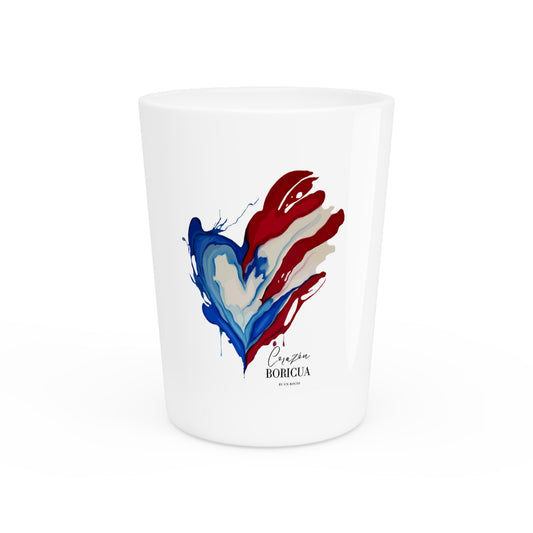 Puerto Rico Heart Shot Glass — Corazón Boricua Patriotic Liquor Glass